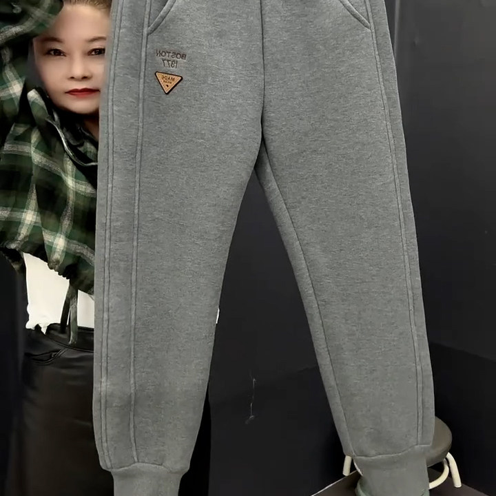 加绒灰色裤子女冬裤2025新款加厚保暖束脚裤胖MM大码休闲运动卫裤,淘宝优惠券,粉丝福利购,淘宝优惠卷