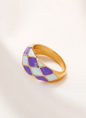 fashion net red square rings geometric index finger ring戒指