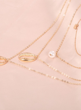 ethnic style multi-layer shell necklace cross border choker