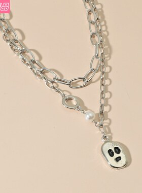Halloween Ghost Face Skeleton Chain Pendant Necklace Punk
