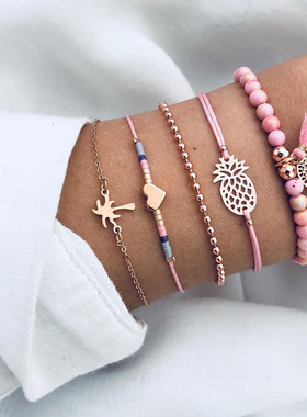 欧美手链饰European American Love Beaded Pendant Bracelet Set