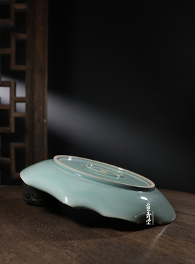 龙泉青瓷原创手工堆雕创意洗摆件