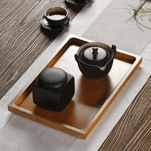 简约竹制茶盘家用托盘实木茶托奉茶盘干泡长方形日式茶具小茶台 - 图1