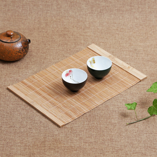 日式竹刻竹丝茶帘 茶垫茶托茶席隔热茶铺壶垫 功夫茶具竹排茶杯垫 - 图2