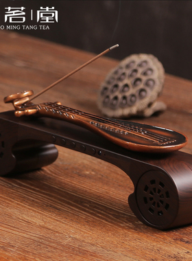 古琴中式风茶道黑檀木香具音乐盒