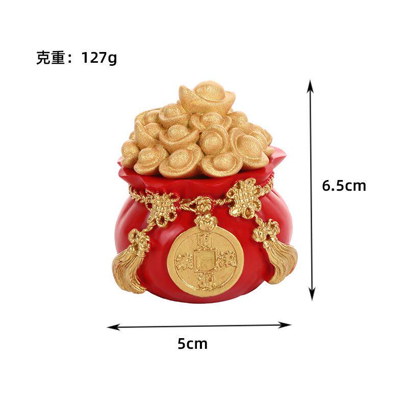 新款家居招财进宝金钱袋装饰摆件树脂工艺品迷你财源滚滚桌面装饰