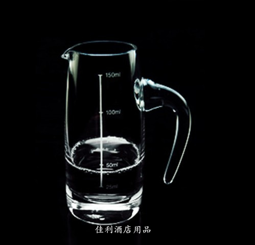 时尚带刻度分酒器带把白酒倒酒器小酒杯无铅玻璃小酒壶小茶海公杯