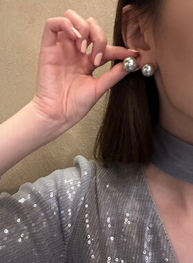 通勤百搭白色灰色金色施珠耳钉