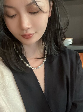 欧美素碎银子清冷风项链