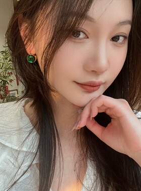 设计感复古双面玻璃耳钉