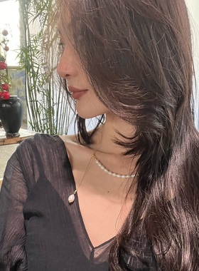 优雅气质天然珍珠抽绳项链