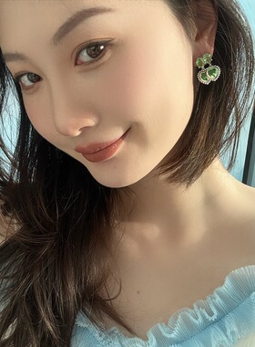 赵露思小仙女同款绿色双爱心耳环