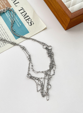 法式气质多层链条瀑布项链