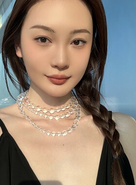 白水晶长款项链多种佩戴叠戴