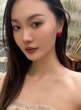 法式百搭彩色珐琅半球耳环