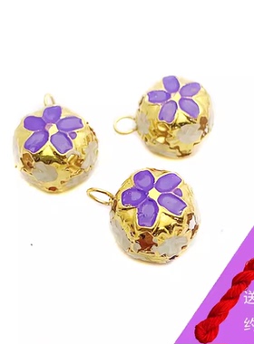 DIY饰品配件手工串珠18MM/14MM小铃铛花球景泰蓝(混色)15个送红绳