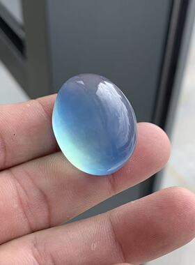 天然海蓝宝蛋面裸石大蛋面吊坠海蓝宝魔鬼蓝项链时尚饰品礼物