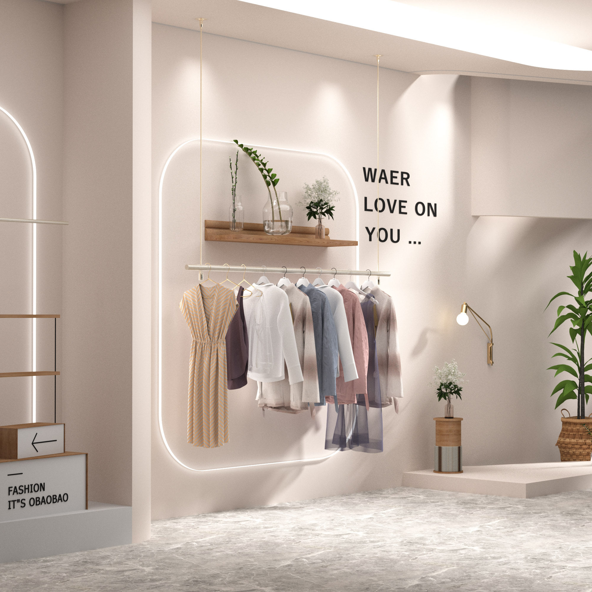 服装店展示架吊顶悬挂女装店货架陈列挂衣架不锈钢吊杆钢丝绳吊架,淘宝优惠券,粉丝福利购,淘宝优惠卷