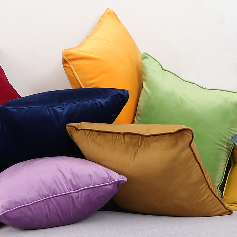 简约现代金丝绒抱枕客厅沙发靠垫床头靠枕办公室枕套 可定制