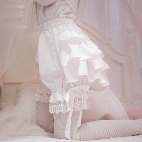原创洛丽塔甜美打底裤灯笼棉布舒适 LOLITA南瓜裤内搭安全短中裤 - 图1