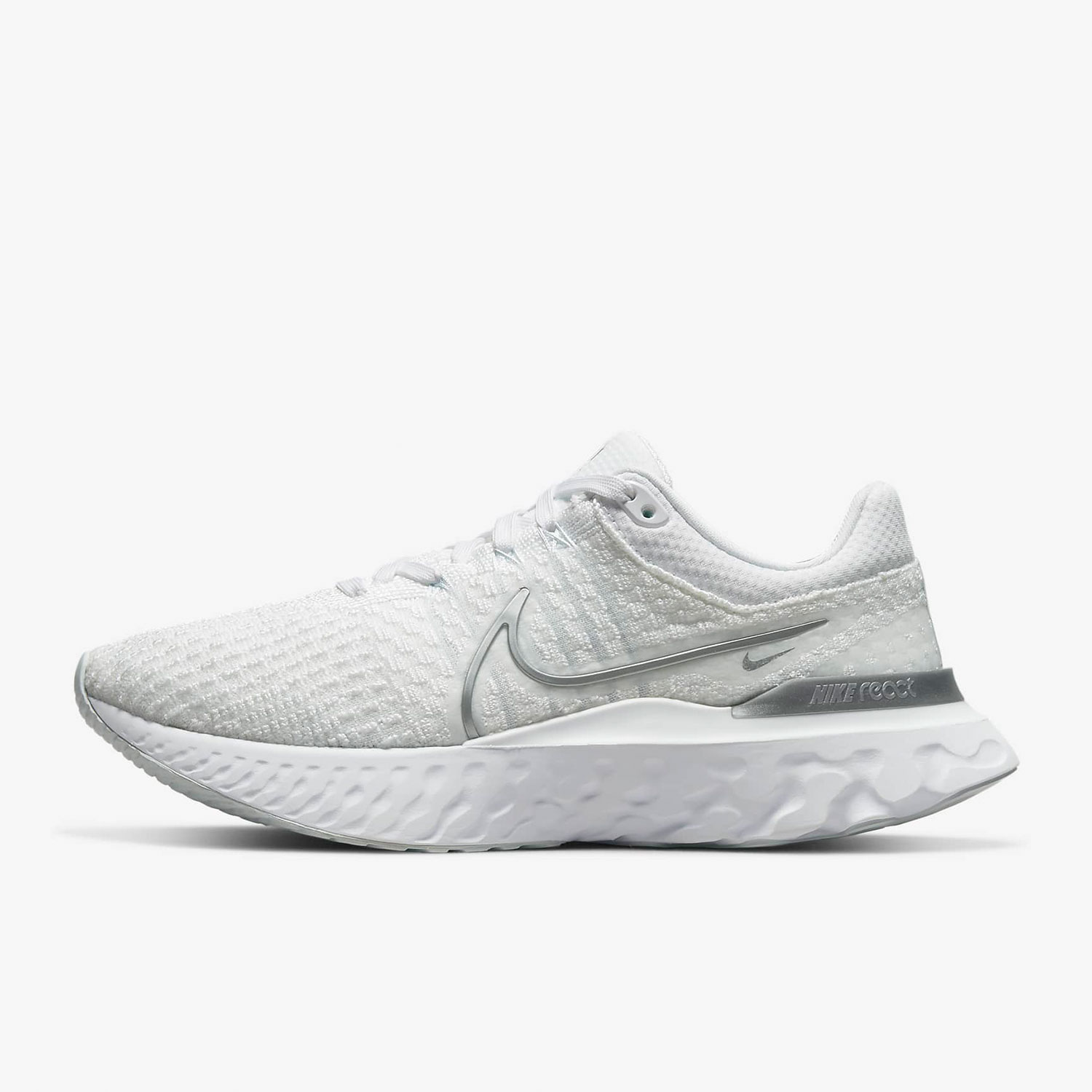 Nike/耐克REACT INFINITY白色白金色金属银女子跑步鞋DD3024-101-图0