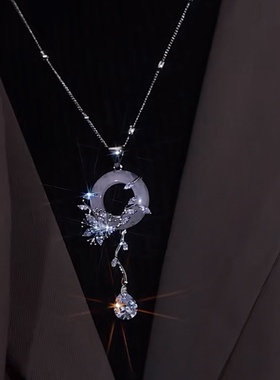 轻奢中国风复古圆形玉石吊坠花朵水滴毛衣链2025新款爆款项链长款