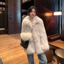 Windy Nicfie 2023 New winter imports The whole skin of a long section bursting with small fragrant wind fox fur straw jacket woman