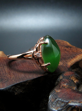 玫瑰金猫眼碧玉时尚女款戒指