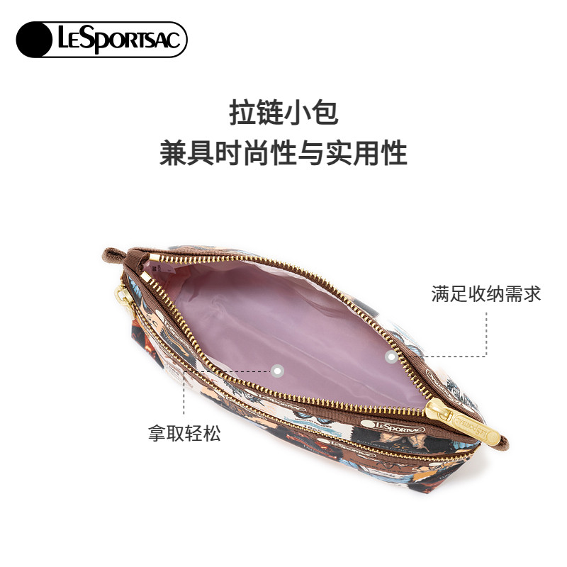 LeSportsac乐播诗新款蝴蝶邮票系列温柔复古风双层零钱包手拿包女,淘宝优惠券,粉丝福利购,淘宝优惠卷