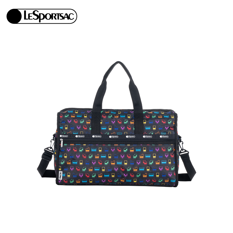 LeSportsac乐播诗新款Tetris联名黑色满印俄罗斯方块大容量斜挎包 - 图3