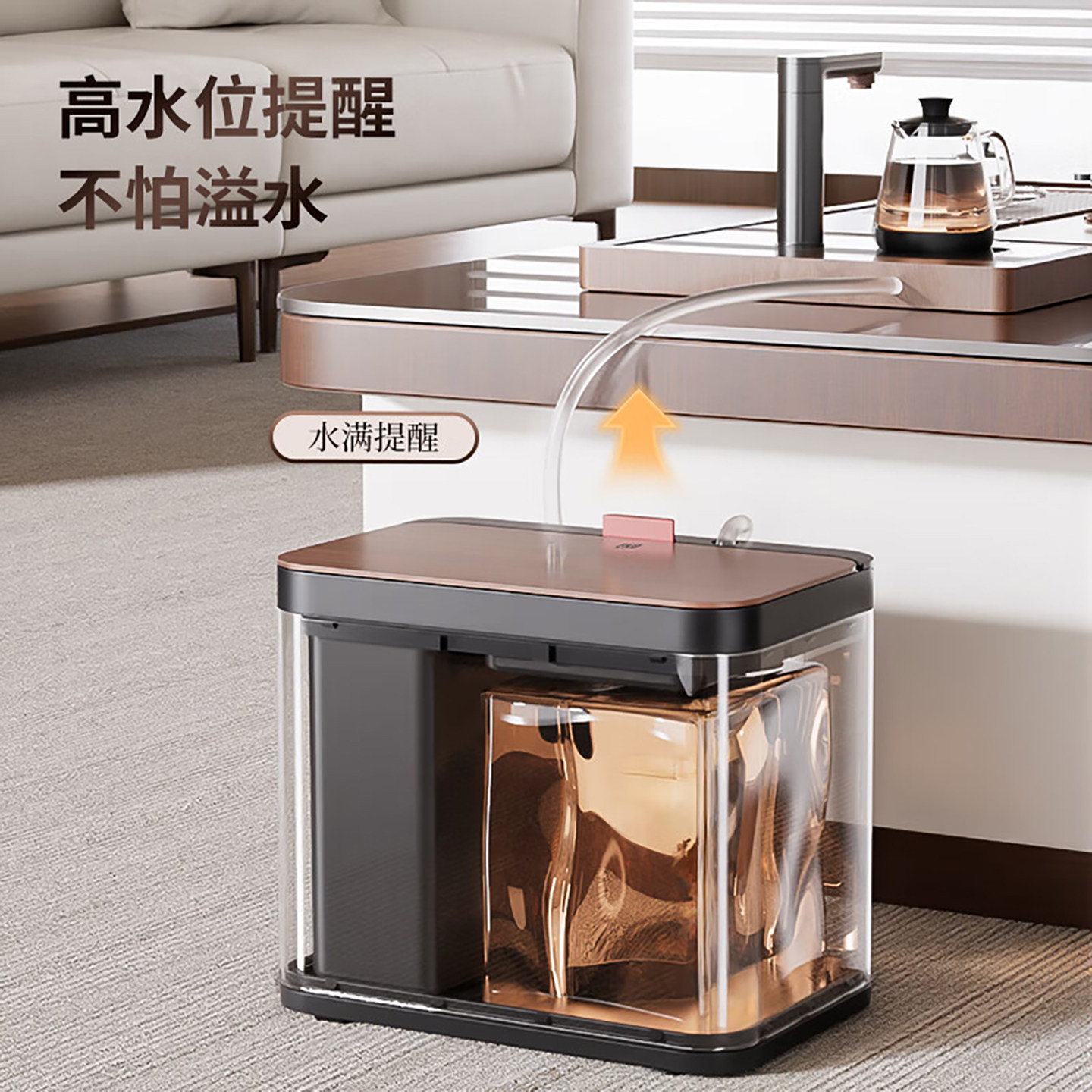 EKO复古茶水桶废水桶干湿分离不锈钢茶渣垃圾桶高端茶室茶具配件,淘宝优惠券,粉丝福利购,淘宝优惠卷