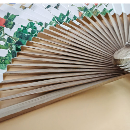 剧目飞花蝶语舞蹈扇子带2只蝴蝶朝鲜舞蹈折扇道具宣纸油竹30方 - 图2