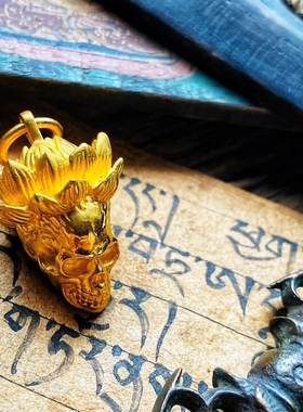 渡鸦原创手工925银莲花骷髅吊坠