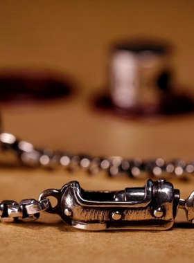 原创三无社情侣纯银项链手工欧美