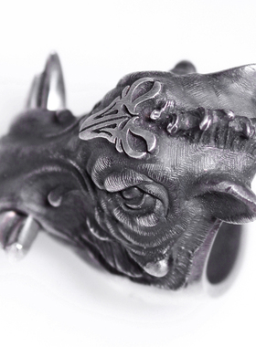 渡鸦原创欧美纯银男野猪骑士戒指