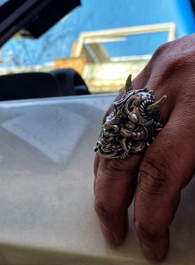 渡鸦原创手工925银般若戒指