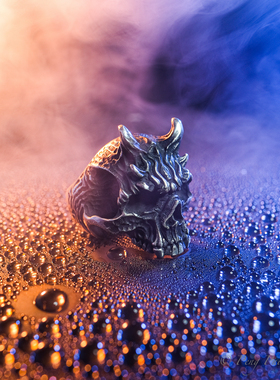 渡鸦原创欧美手工纯银骷髅戒指