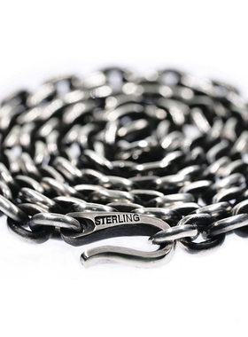 渡鸦纯银做旧手工无痕焊接太角链