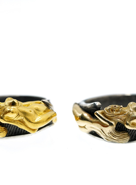 渡鸦原创欧美红粉骷髅足金戒指