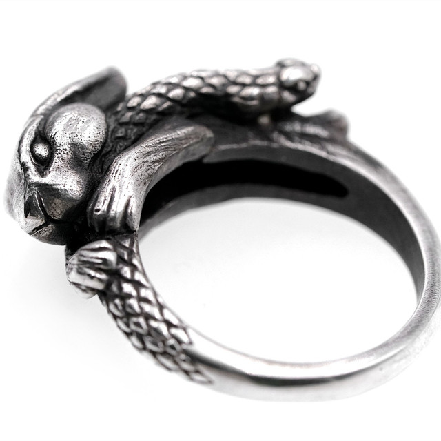 Raven original handmade couple sterling silver snake and rabbit ring