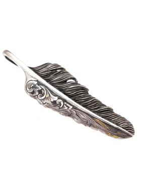 渡鸦专属手工纯银印第安羽毛吊坠