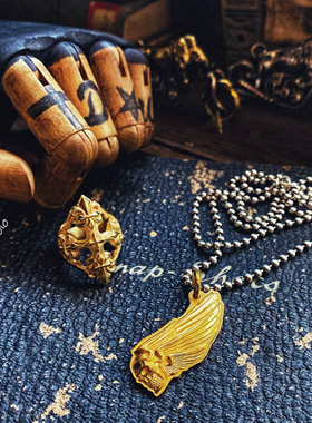 原创公路天使骷髅吊坠手工雕刻银