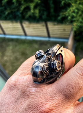 渡鸦原创925银机械蒸汽朋克戒指