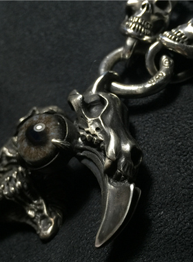 渡鸦专属纯银手工死神镰刀男项链