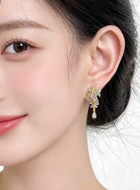 原创小清新珐琅滴釉耳环