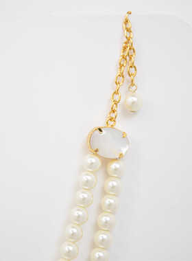 铜合金仿珍珠吊坠 珍珠项链 法式时尚气质百搭贵气白金色珍珠项链