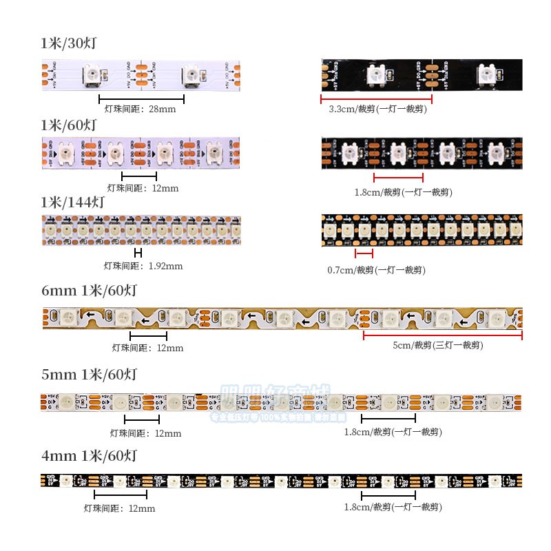 WS2812B幻彩LED灯带5V全彩5050RGB灯珠内置IC炫彩可编程软灯带条-图2