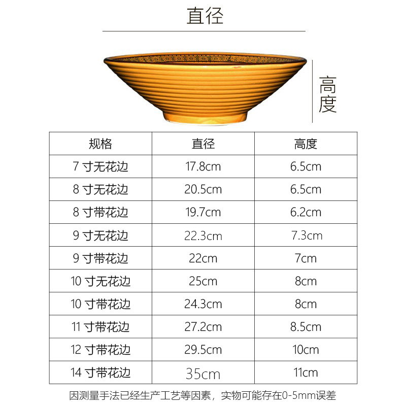 复古陶瓷螺纹喇叭碗大号麻辣烫碗串串香冒菜水煮鱼盆商用牛肉面碗-图0