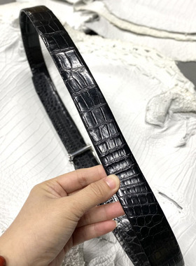 男士皮带真皮自动扣腰带双面鳄鱼皮商务休闲裤带不锈钢扣头3.5cm