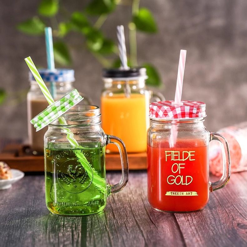 玻璃带盖带手柄带吸管把子杯果汁扎啤酒公鸡杯果酒饮料杯马克杯,淘宝优惠券,粉丝福利购,淘宝优惠卷